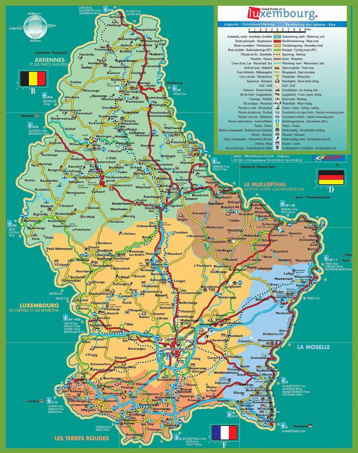 Πόλη του λουξεμβούργου τουριστικό χάρτη