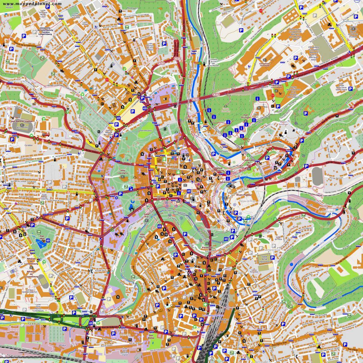 χάρτης της πόλης του Λουξεμβούργου κέντρο