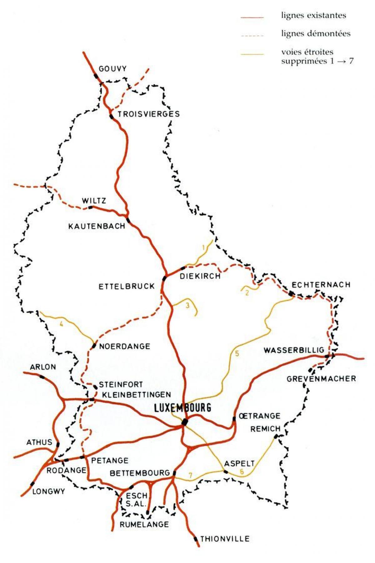 χάρτης από το σιδηροδρομικό σταθμό του Λουξεμβούργου