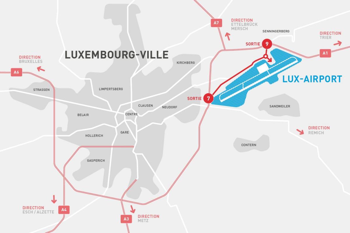 χάρτης από το αεροδρόμιο του Λουξεμβούργου