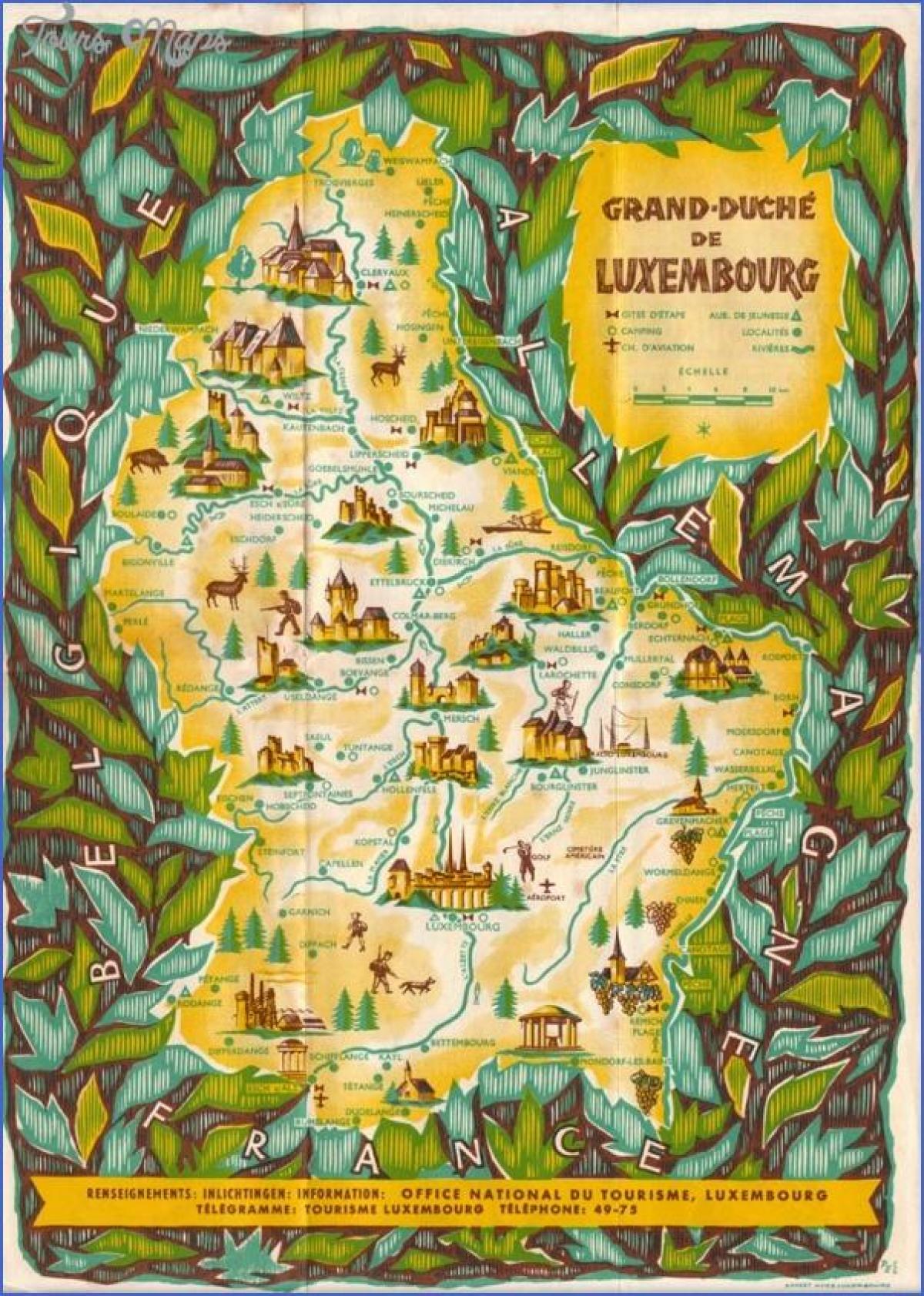 χάρτης του Λουξεμβούργου στα αξιοθέατα