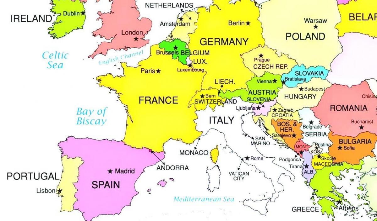 χάρτης της ευρώπης με το Λουξεμβούργο