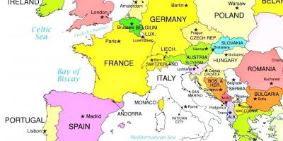 Χάρτης της ευρώπης με το Λουξεμβούργο